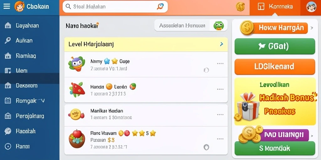 Screenshot menunjukkan menu utama yang menarik dan mudah dinavigasi.